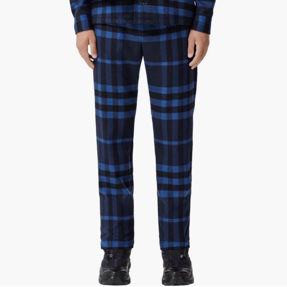 Burberry Night Check Cashmere Pajama Pants Dark Charcoal Blue SZ XL